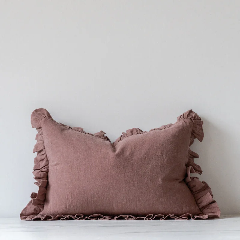 Cocoa Ruffle Pillow Cover