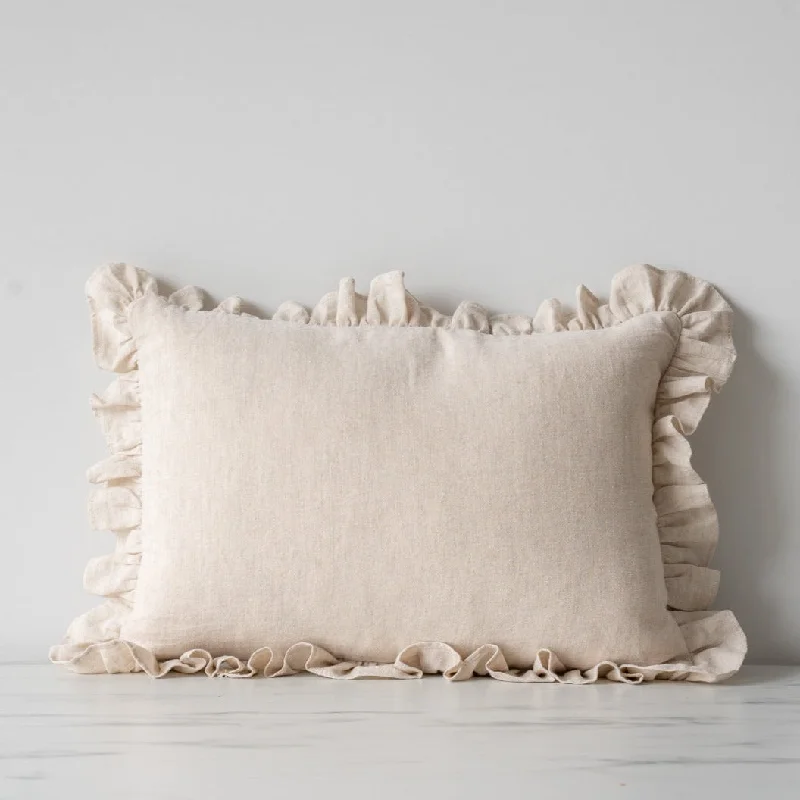 Oatmeal Ruffle Pillow Cover