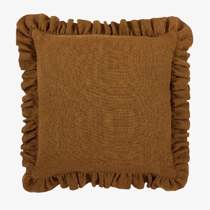 Ochre Linen Ruffle Pillow Cover