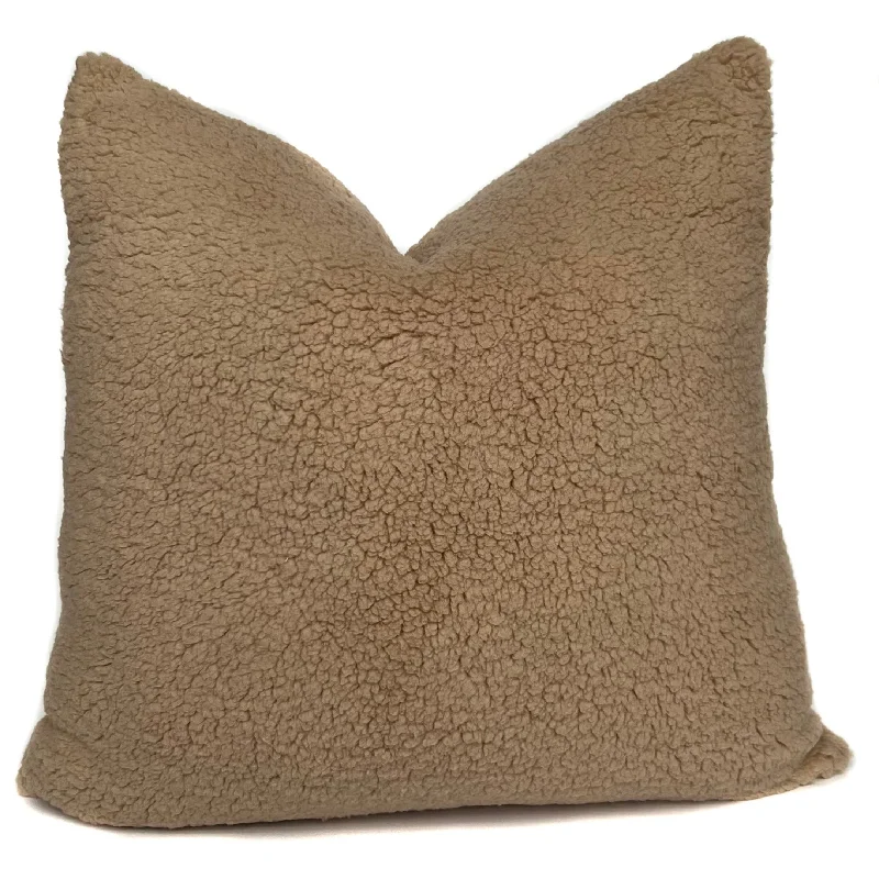 Faux Fur Sherpa Tan Pillow Cover