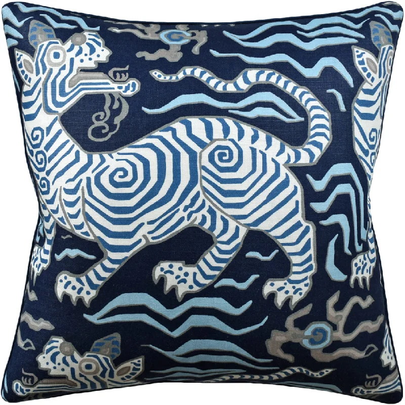 Tibet (Tiger) Pillow, Blues