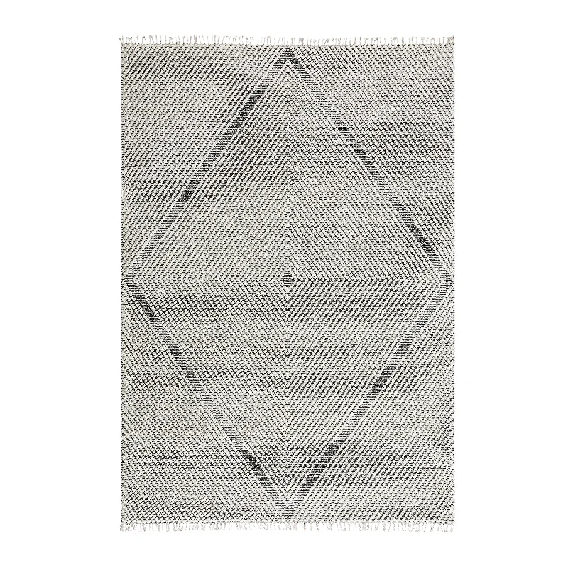 Avanti Handwoven Salt and Pepper Diamond Bobble Wool Rug