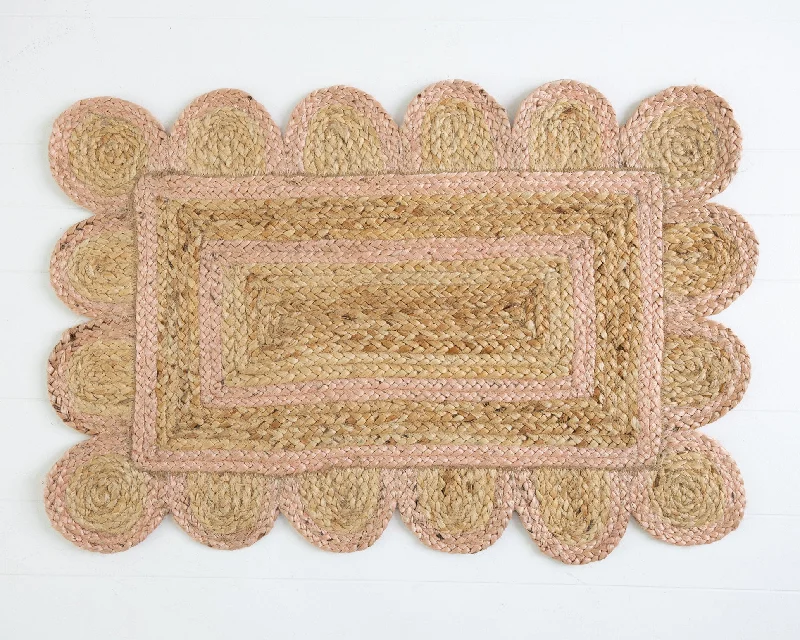 Light Pink Scalloped Jute Mini Rug (ready to ship)