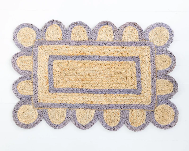 Lilac Scalloped Jute Mini Rug (ready to ship)