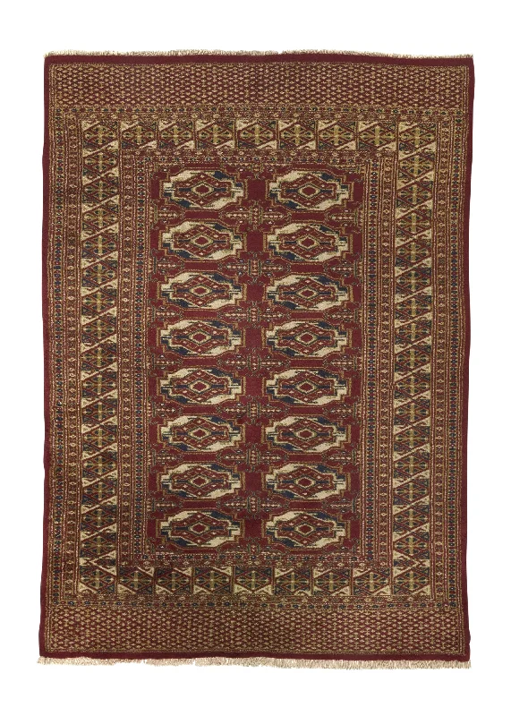 Oriental Rug Pakistani Handmade Area Tribal 4'0"x5'8" (4x6) Red Bokhara Design #34326