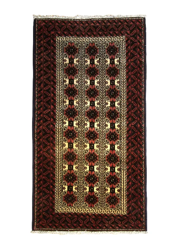 Persian Rug Baloch Handmade Area Tribal 3'5"x6'0" (3x6) Red Geometric Design #A35606