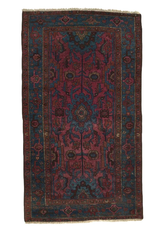 Persian Rug Malayer Handmade Area Runner Antique Tribal 3'4"x5'10" (3x6) Blue Red Floral Design #34982