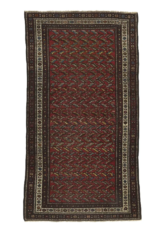 Persian Rug Malayer Handmade Area Runner Tribal Vintage 3'7"x6'5" (4x6) Red Brown Geometric Design #34595