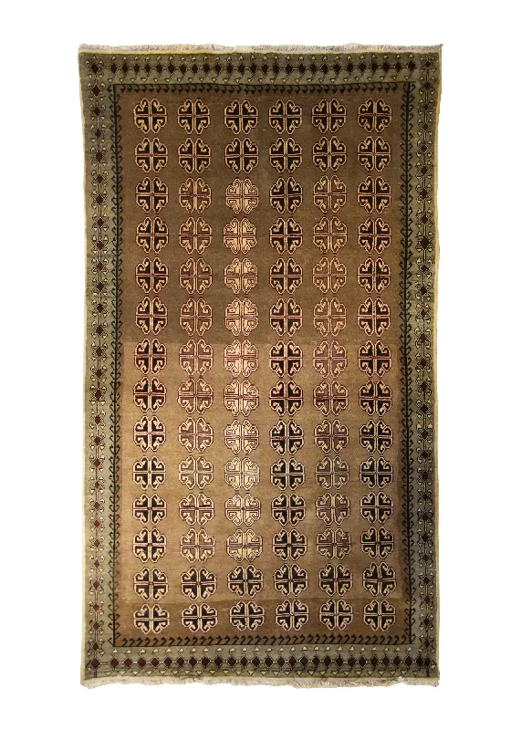 Persian Rug Shiraz Handmade Area Tribal Vintage 5'4"x9'2" (5x9) Whites/Beige Brown Geometric Design #A35612