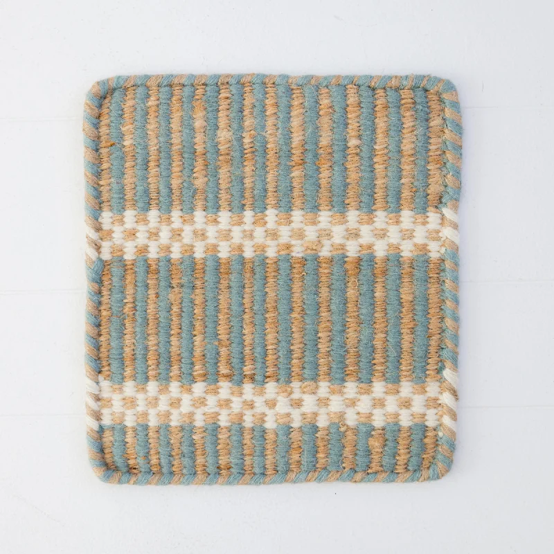 Sea Blue Jute & Wool Combo Rug (ready to ship)