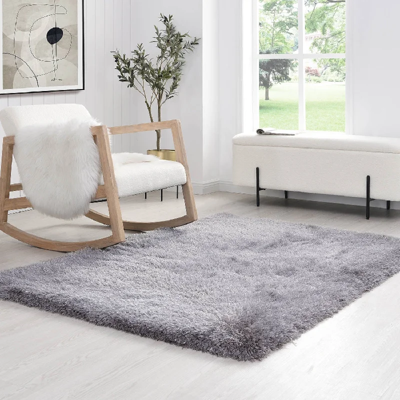 Silver Tufted Shaggy Rug 120 x 170 cm