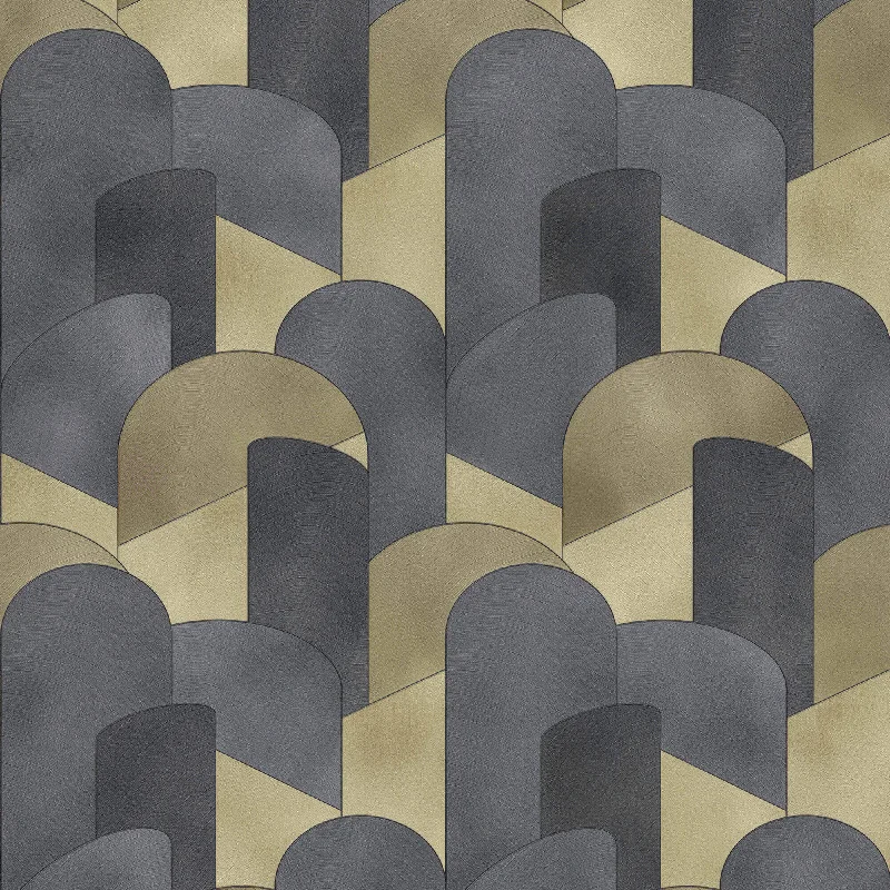 3D Geometric Graphic Wallpaper in Gold/Black from the ELLE Decoration Collection