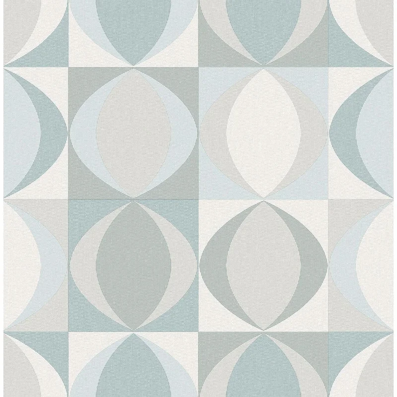 Archer Linen Geometric Wallpaper in Light Blue from the Bluebell Collection