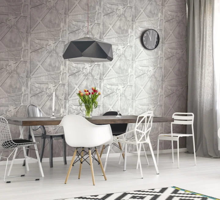 Brunel Wallpaper in Silver, Gunmetal, and Cream from the Aerial Collection