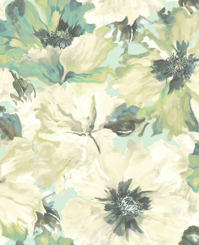 Cecita Floral Wallpaper in Green from the Lugano Collection