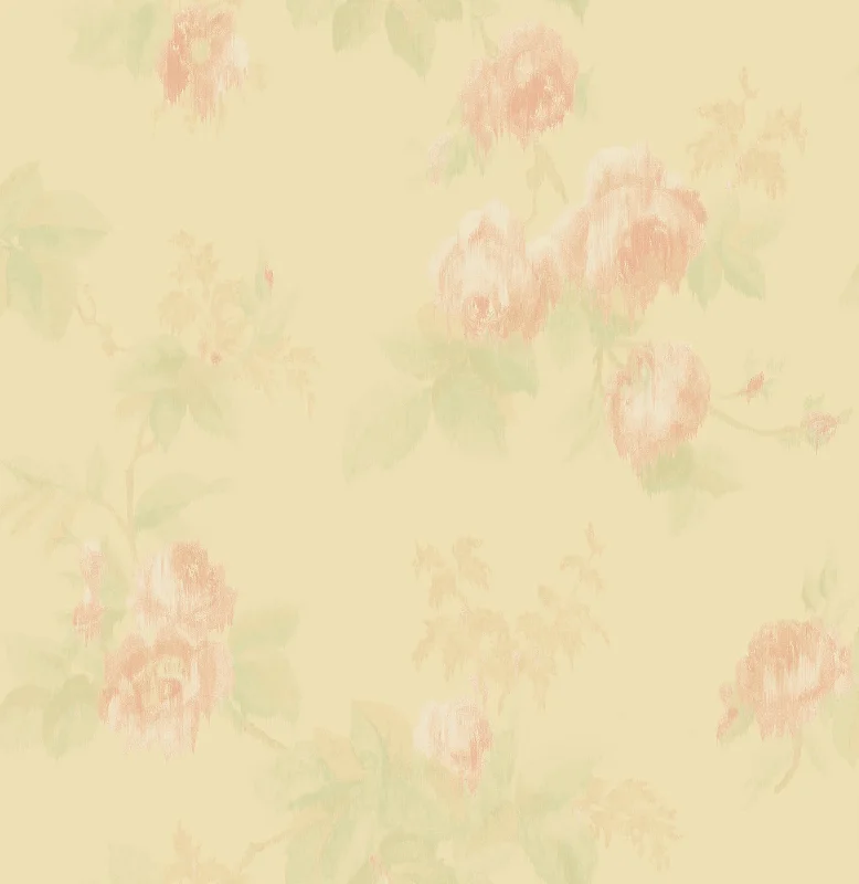 Degas Flowers Wallpaper in Blush and Sand from the Watercolor Florals Collection