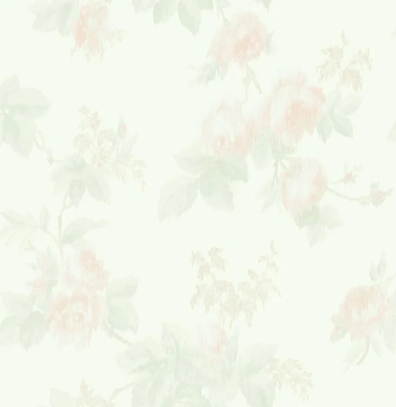 Degas Flowers Wallpaper in Ivory and Blush from the Watercolor Florals Collection