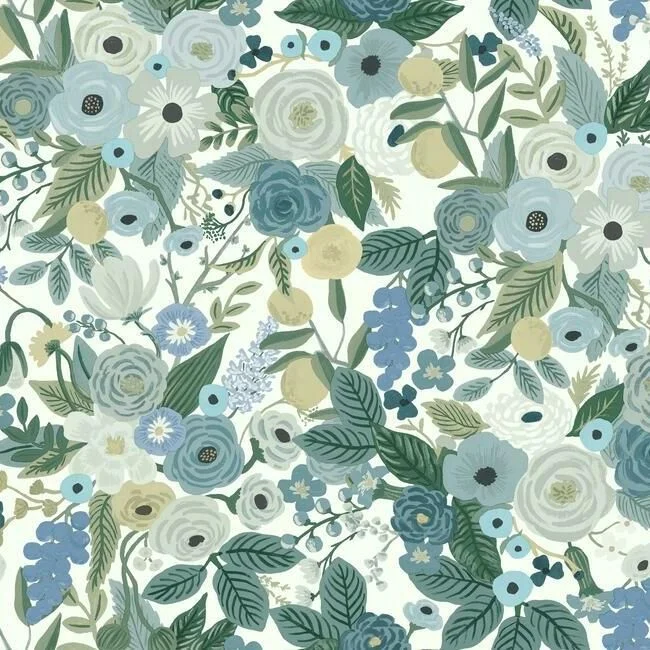 Garden Party Wallpaper in Blues from the Rifle Paper Co. Collection