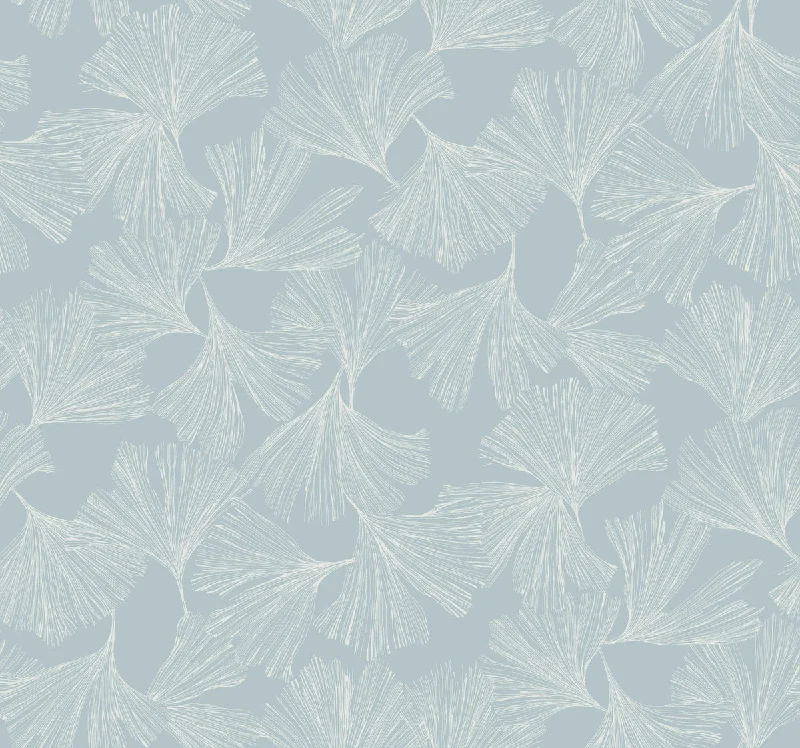 Ginkgo Toss Wallpaper in Blue