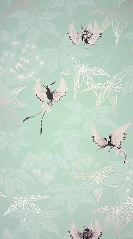 Grove Garden Wallpaper in Fresh Aqua and Silver by Osborne & Little