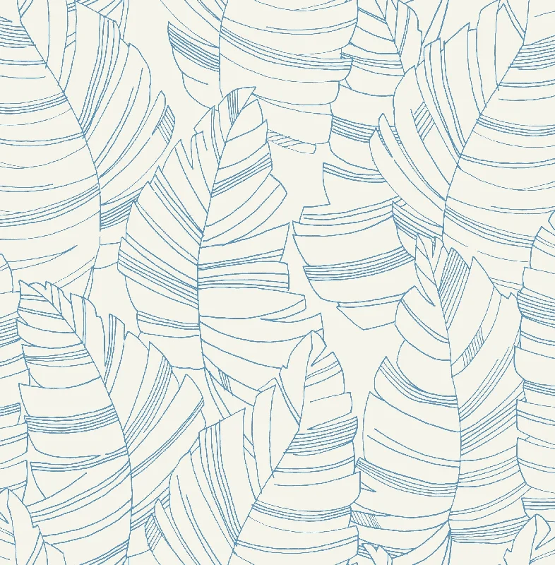 Jungle Leaves Wallpaper in Carolina Blue from the Day Dreamers Collection