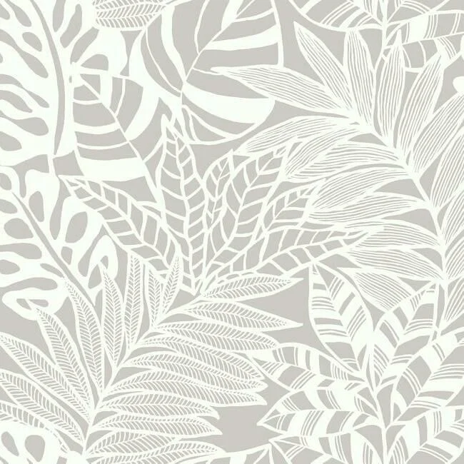 Jungle Leaves Wallpaper in Grey from the Silhouettes Collection