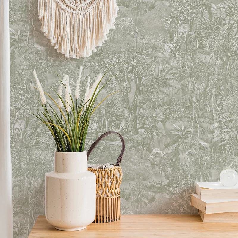 Jungle Toile Peel and Stick Wallpaper