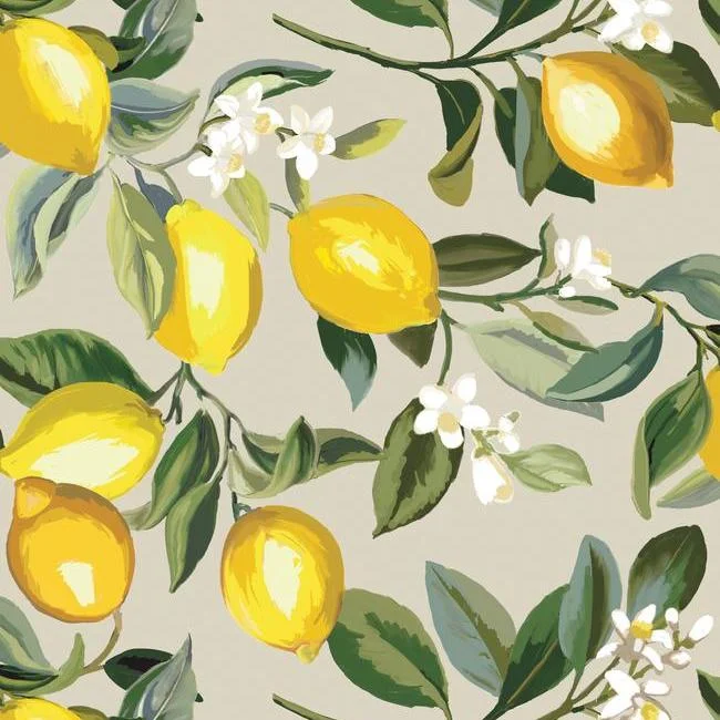 Lemon Zest Peel & Stick Wallpaper in Yellow and Beige