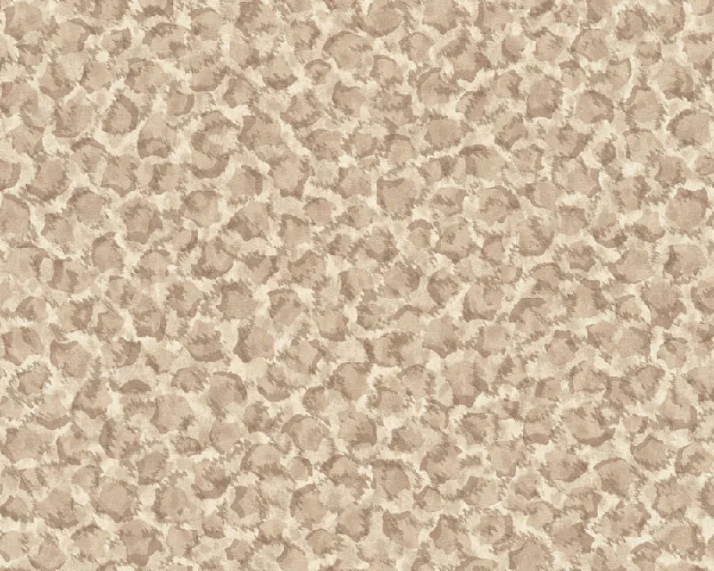 Leopard Print Textured Luxury Wallpaper in Beige/Metallic