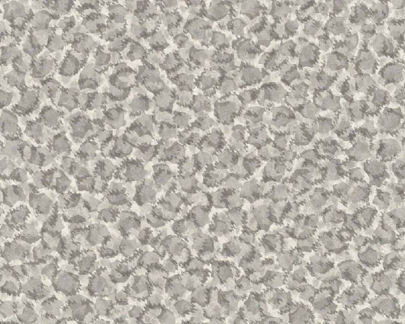 Leopard Print Textured Luxury Wallpaper in Grey/Metallic