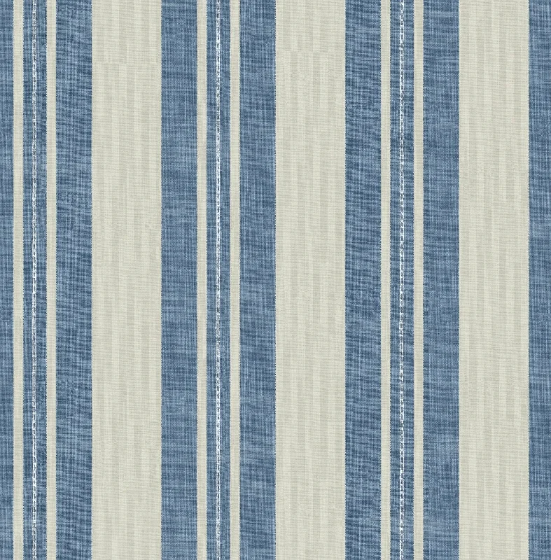 Linen Stripe Wallpaper in Denim and Soft Grey from the Day Dreamers Collection