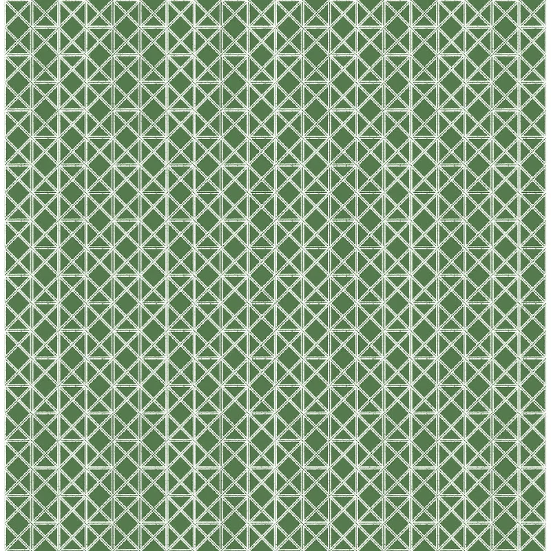 Lisbeth Geometric Lattice Wallpaper in Green from the Pacifica Collection