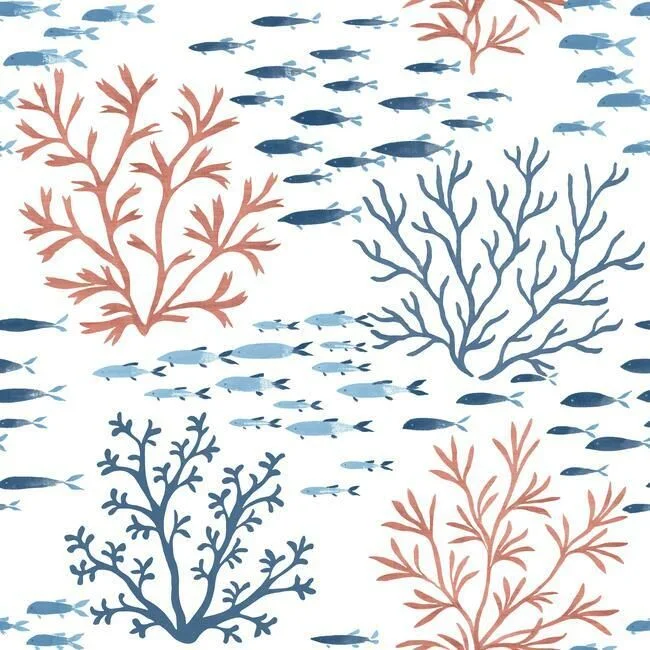 Marine Garden Wallpaper in Coral from the Water's Edge Resource Library