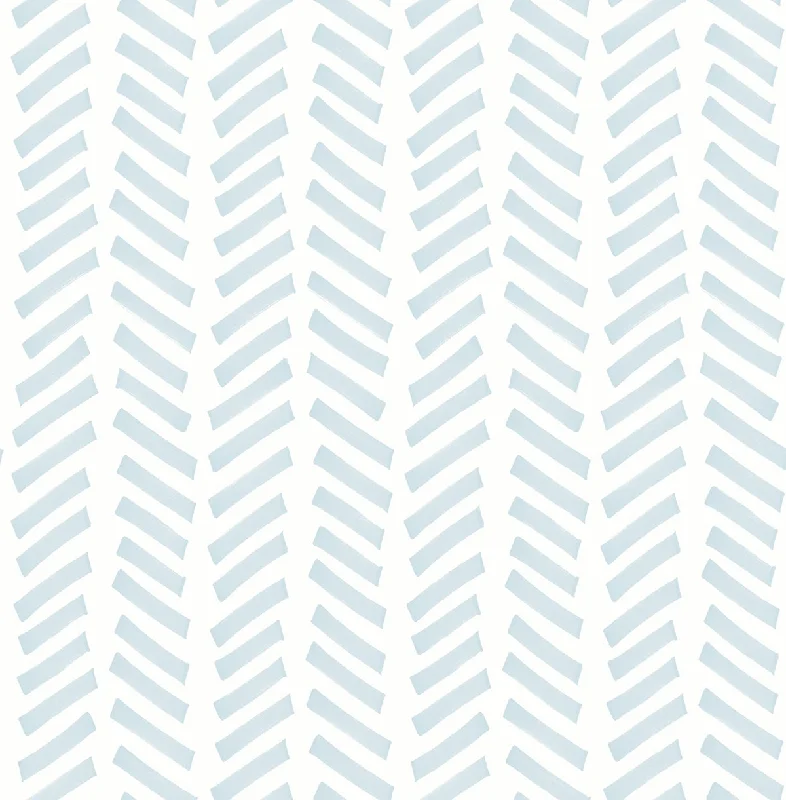 Mod Chevron Peel-and-Stick Wallpaper in Sky Blue