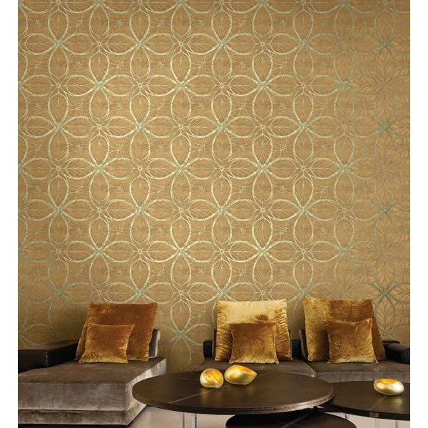 Patina Wallpaper in Deep Gold and Aqua