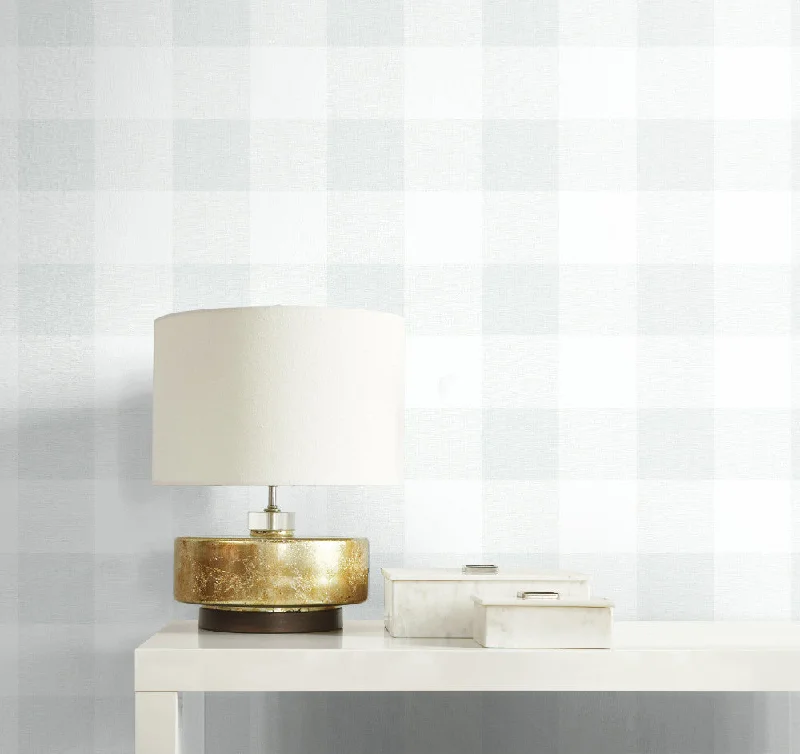 Picnic Plaid Wallpaper in White Sands from the Beach House Collection