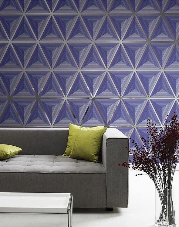 Pyramid Wallpaper in Purple from the Watercolor Florals Collection