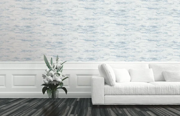 Shibori Wallpaper in Blue and Cream from the Solaris Collection