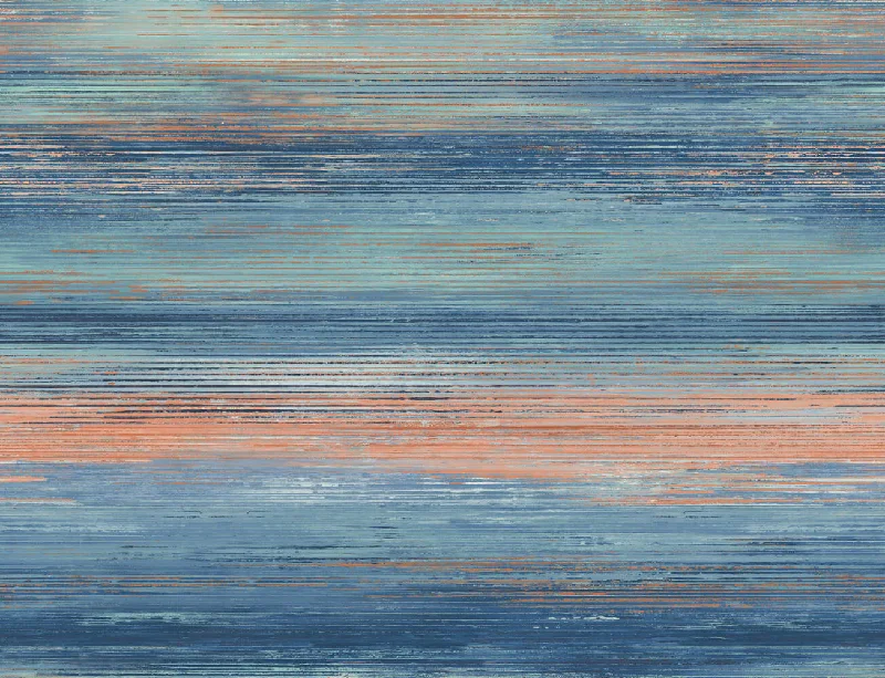 Sunset Stripes Wallpaper in Blueberry and Vermillion Orange from the Living With Art Collection