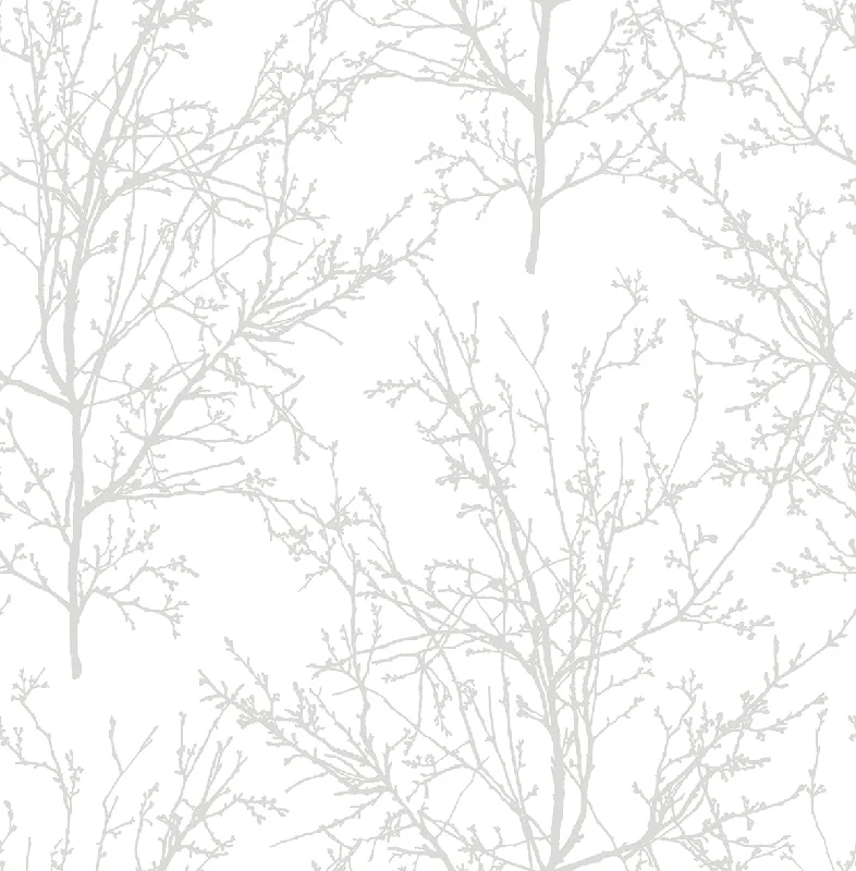 Tree Branches Peel-and-Stick Wallpaper in Pearl Grey