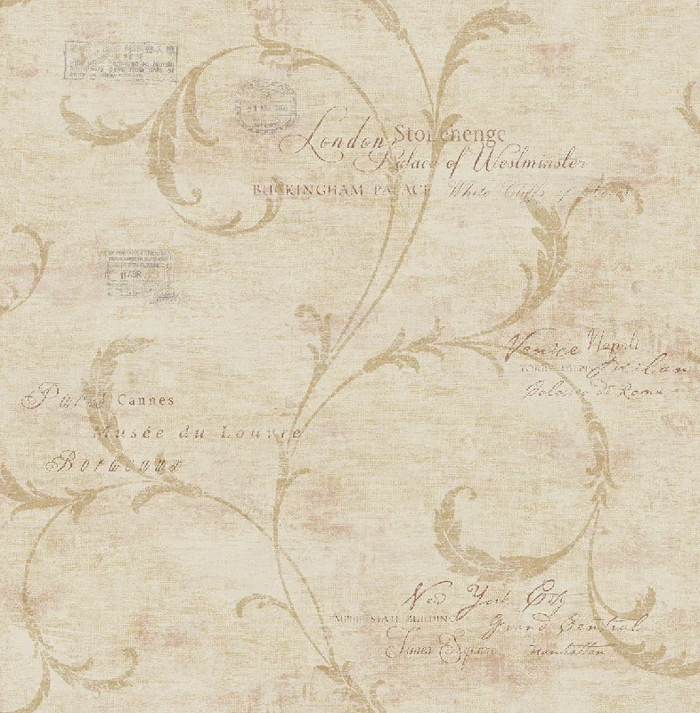 Vintage Scroll Wallpaper in Sienna from the Vintage Home 2 Collection