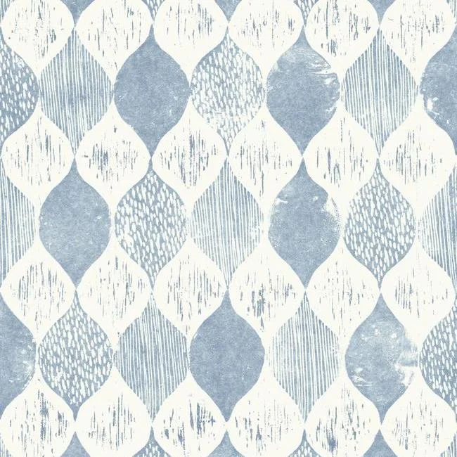 Woodblock Print Wallpaper in True Blue from Magnolia Home Vol. 2