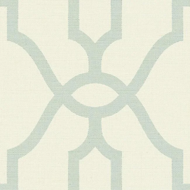 Woven Trellis Wallpaper in Eggshell Blue on Cream from Magnolia Home Vol. 2