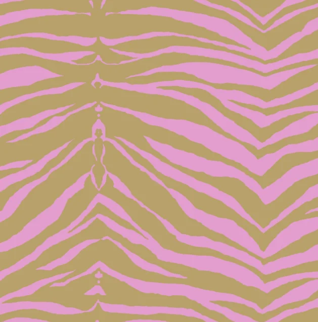 Zebra Wallpaper in Gold and Pink from the Watercolor Florals Collection