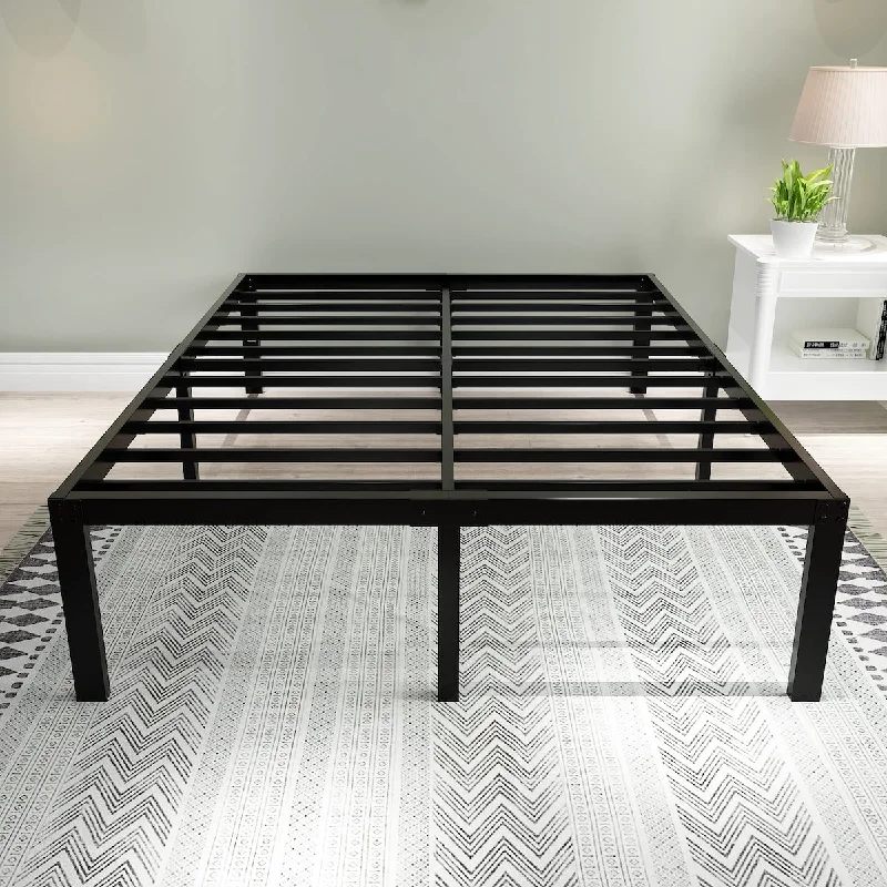 3600lbs Heavy Duty Reinforced Platform, 18 Inch Tall Mattress Foundation, Steel Slats Support Bed Frame with Underbed Storage