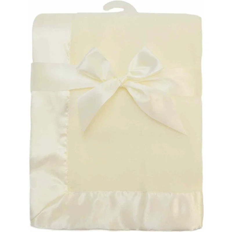 American Baby Company Fleece Blanket With Satin Trim - 2 Inches - Ecru - 2 Pack