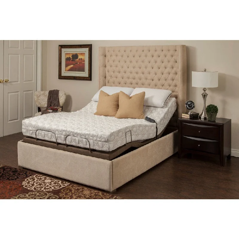 Blissful Nights Blossom 9-inch Queen-size Memory Foam Mattress with Adjustable Base Set