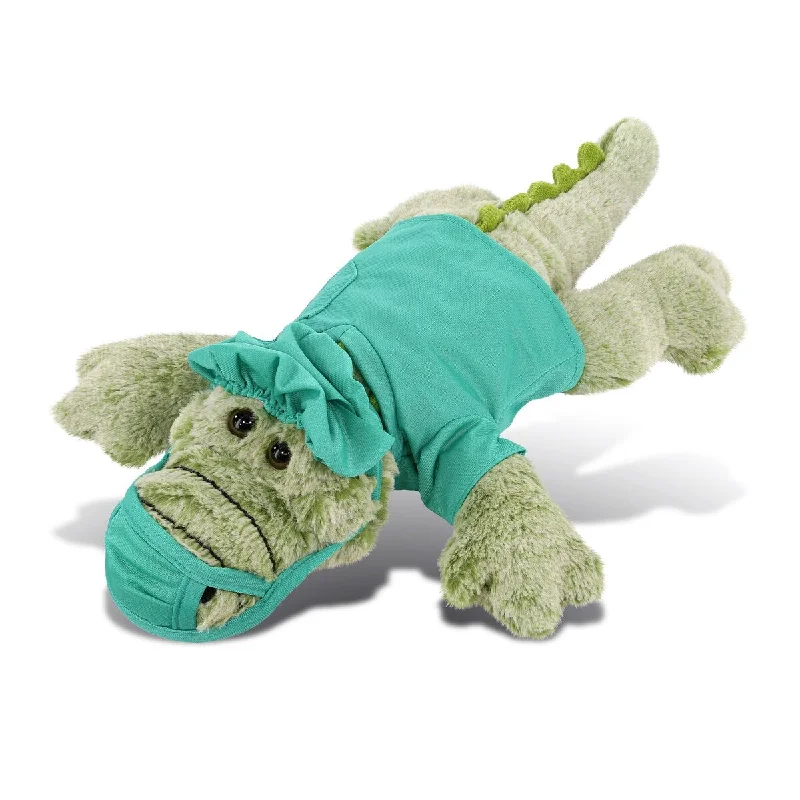 DolliBu Alligator Large Doctor Plush Toy with Cute Scrub Uniform & Cap - 16.5 inches