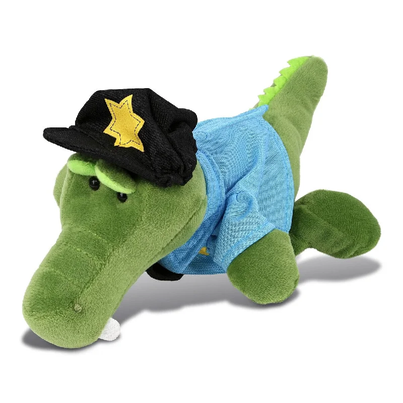 DolliBu Alligator Police Officer Plush Toy with Cop Uniform and Cap - 6 inches