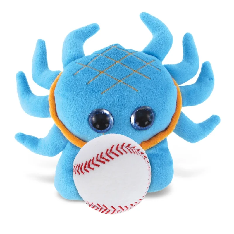 DolliBu Big-Eye Blue Crab Stuffed Animal with Baseball Plush Toy - 6 inches